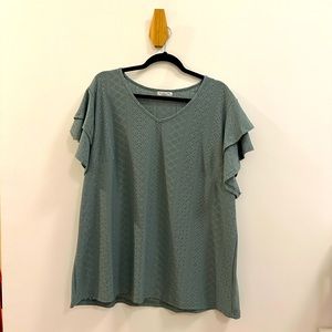 Eyelet flutter sleeve top